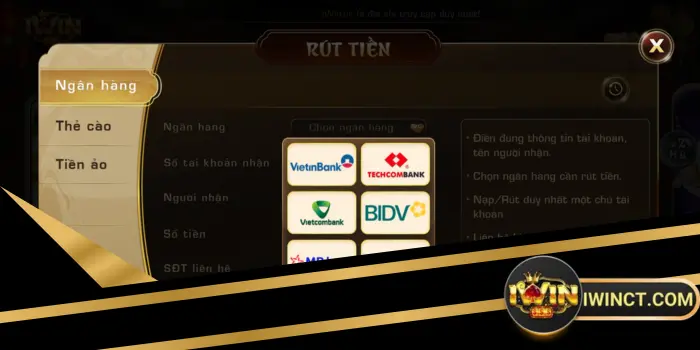 quy trình rút iWin qua ngân hàng cần nắm rõ quy trình rút iWin qua ngân hàng cần nắm rõ